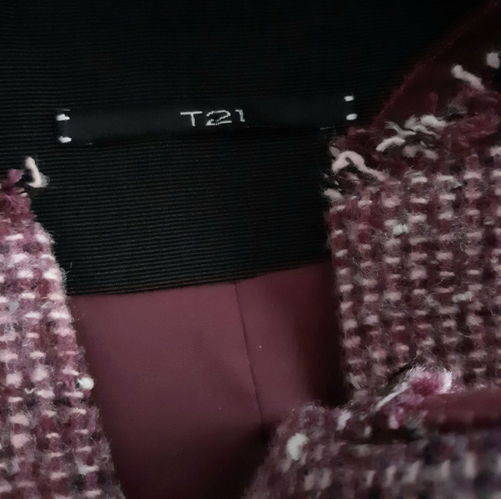 T21 Wool Silk Blend Blazer 6 Career Boss Lady Tweed - Picture 6 of 6